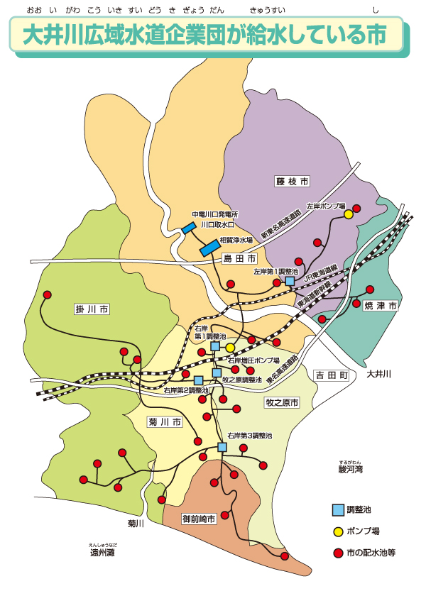 大井川広域水道企業団が給水している市